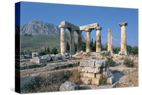 Old Ruins of a Temple, Temple of Apollo, Corinth, Peloponnesus, Greece-null-Stretched Canvas