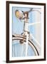 Old Rusty Bicycle Leaning against Blue Door. Formentera Island. Spain. Shallow Deep of Focus.-el lobo-Framed Photographic Print