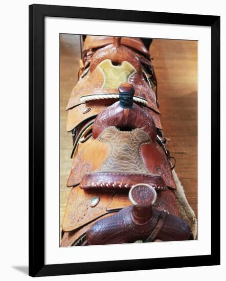 Old Saddles, Richardsons Trading Post, New Mexico, Usa-Julian McRoberts-Framed Photographic Print