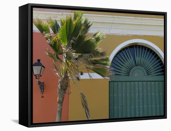 Old San Juan Façade, San Juan, Puerto Rico, USA, Caribbean-Kymri Wilt-Framed Stretched Canvas