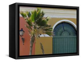 Old San Juan Façade, San Juan, Puerto Rico, USA, Caribbean-Kymri Wilt-Framed Stretched Canvas