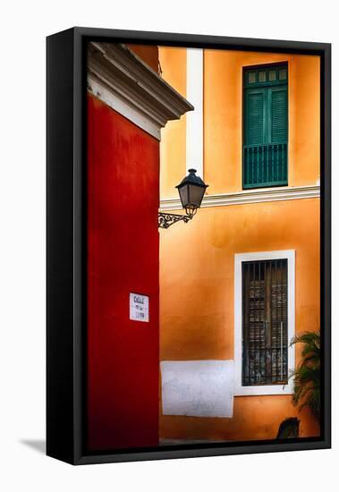 Old San Juan Street Corner Charm-George Oze-Framed Stretched Canvas