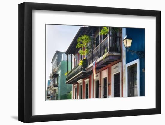 Old San Juan Street In Atmospheric Light-George Oze-Framed Photographic Print