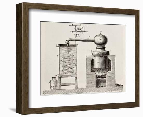 Old Schematic Illustration Of A Brass Alembic-marzolino-Framed Art Print