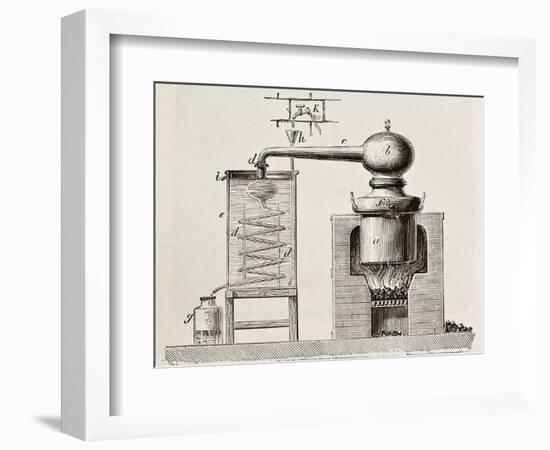 Old Schematic Illustration Of A Brass Alembic-marzolino-Framed Art Print