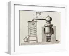 Old Schematic Illustration Of A Brass Alembic-marzolino-Framed Art Print