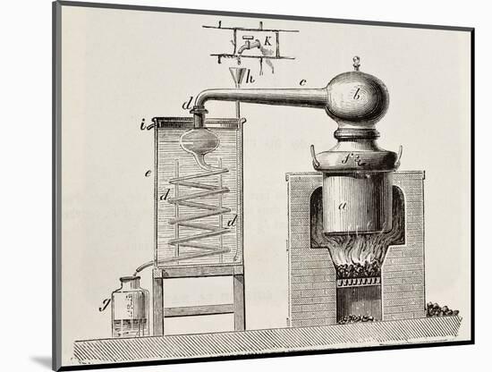 Old Schematic Illustration Of A Brass Alembic-marzolino-Mounted Art Print