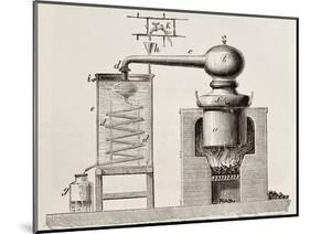 Old Schematic Illustration Of A Brass Alembic-marzolino-Mounted Art Print