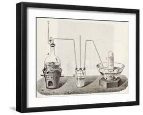 Old Schematic Illustration Of Laboratory Apparatus For Oxygen Production-marzolino-Framed Art Print