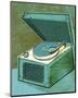 Old School Record Player in Aqua-John W^ Golden-Mounted Art Print