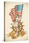 Old-School US NAVY Tattoo of a Pin-Up Lady with the Flag in Her Hand. Raster Image (Check My Portfo-Arty-Stretched Canvas