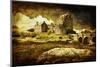 Old Scottish Castle in Distressed Vintage Style-Flynt-Mounted Photographic Print