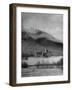 Old Scottish Castle Standing on a River Peninsula, with Mountain Rising in Background-Nat Farbman-Framed Photographic Print