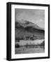 Old Scottish Castle Standing on a River Peninsula, with Mountain Rising in Background-Nat Farbman-Framed Photographic Print