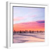 Old Sea Defences at Dawn, Smooth Water from Long Exposure-Travellinglight-Framed Photographic Print