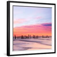 Old Sea Defences at Dawn, Smooth Water from Long Exposure-Travellinglight-Framed Photographic Print