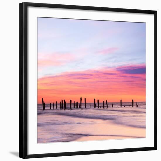 Old Sea Defences at Dawn, Smooth Water from Long Exposure-Travellinglight-Framed Photographic Print