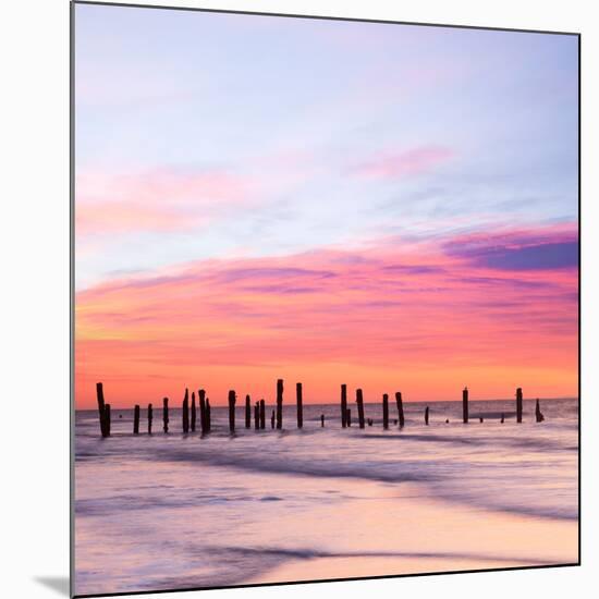 Old Sea Defences at Dawn, Smooth Water from Long Exposure-Travellinglight-Mounted Photographic Print