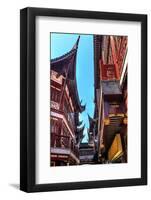 Old Shanghai Houses, Red Roofs, Narrow Ally, Yuyuan Old Town, Shanghai, China-William Perry-Framed Photographic Print