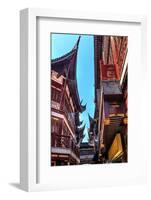 Old Shanghai Houses, Red Roofs, Narrow Ally, Yuyuan Old Town, Shanghai, China-William Perry-Framed Photographic Print