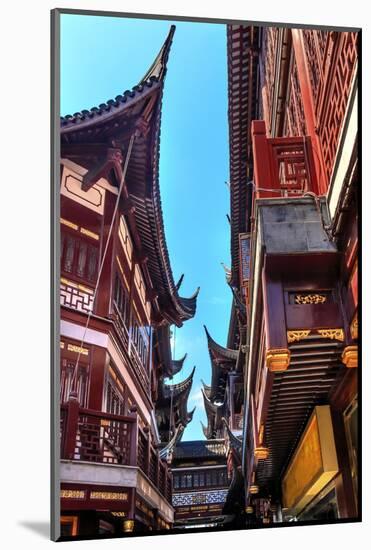 Old Shanghai Houses, Red Roofs, Narrow Ally, Yuyuan Old Town, Shanghai, China-William Perry-Mounted Photographic Print