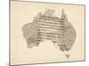 Old Sheet Music Map of Australia Map-Michael Tompsett-Mounted Art Print