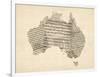 Old Sheet Music Map of Australia Map-Michael Tompsett-Framed Art Print