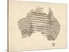 Old Sheet Music Map of Australia Map-Michael Tompsett-Stretched Canvas