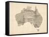 Old Sheet Music Map of Australia Map-Michael Tompsett-Framed Stretched Canvas