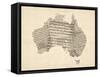 Old Sheet Music Map of Australia Map-Michael Tompsett-Framed Stretched Canvas