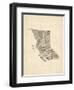 Old Sheet Music Map of British Columbia Canada-Michael Tompsett-Framed Art Print