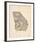 Old Sheet Music Map of Georgia-Michael Tompsett-Framed Art Print