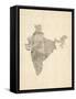 Old Sheet Music Map of India-Michael Tompsett-Framed Stretched Canvas