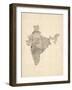 Old Sheet Music Map of India-Michael Tompsett-Framed Art Print