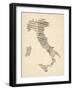 Old Sheet Music Map of Italy Map-Michael Tompsett-Framed Art Print