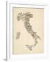 Old Sheet Music Map of Italy Map-Michael Tompsett-Framed Art Print