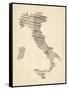 Old Sheet Music Map of Italy Map-Michael Tompsett-Framed Stretched Canvas
