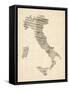 Old Sheet Music Map of Italy Map-Michael Tompsett-Framed Stretched Canvas