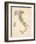 Old Sheet Music Map of Italy Map-Michael Tompsett-Framed Art Print