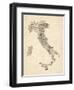 Old Sheet Music Map of Italy Map-Michael Tompsett-Framed Art Print