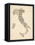 Old Sheet Music Map of Italy Map-Michael Tompsett-Framed Stretched Canvas