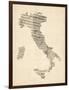 Old Sheet Music Map of Italy Map-Michael Tompsett-Framed Art Print