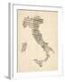 Old Sheet Music Map of Italy Map-Michael Tompsett-Framed Art Print