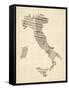 Old Sheet Music Map of Italy Map-Michael Tompsett-Framed Stretched Canvas