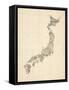 Old Sheet Music Map of Japan-Michael Tompsett-Framed Stretched Canvas