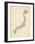 Old Sheet Music Map of Japan-Michael Tompsett-Framed Art Print