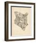 Old Sheet Music Map of Kenya Map-Michael Tompsett-Framed Art Print