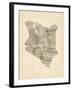 Old Sheet Music Map of Kenya Map-Michael Tompsett-Framed Art Print