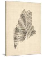 Old Sheet Music Map of Maine-Michael Tompsett-Stretched Canvas