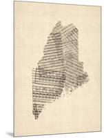 Old Sheet Music Map of Maine-Michael Tompsett-Mounted Art Print